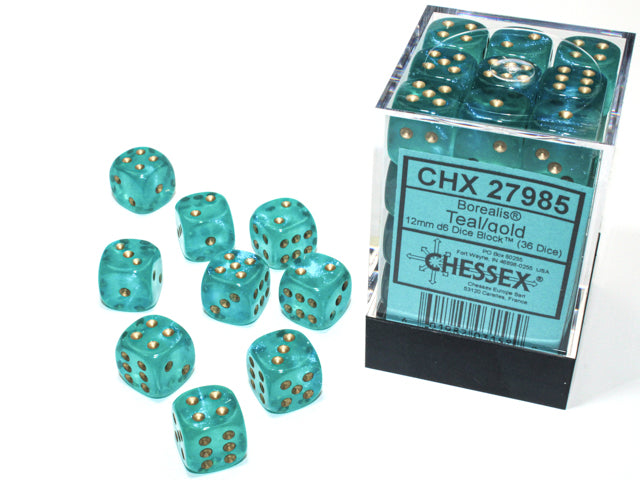 Chessex Borealis: 12mm D6 Dice Block (36)