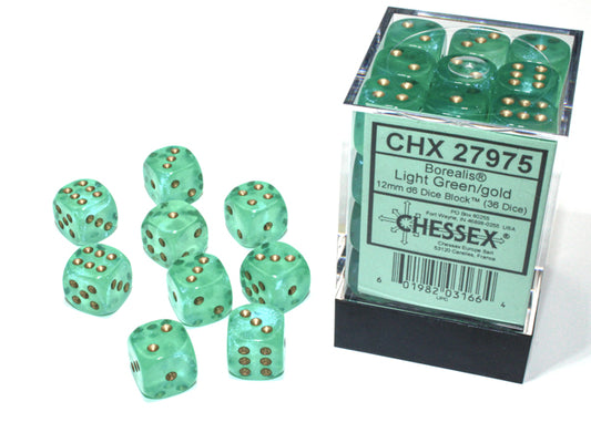 Chessex Borealis: 12mm D6 Dice Block (36)