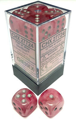 Dice Menagerie 9: Ghostly Glow16mm D6 Pink/Silver (12)