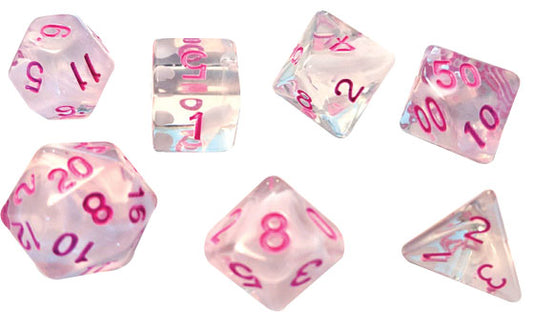 RPG Dice Set (7): White Cloud Pink Ink