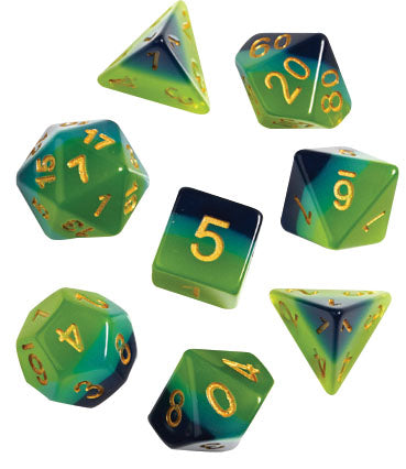 RPG Dice Set (7): Green Blue Translucent