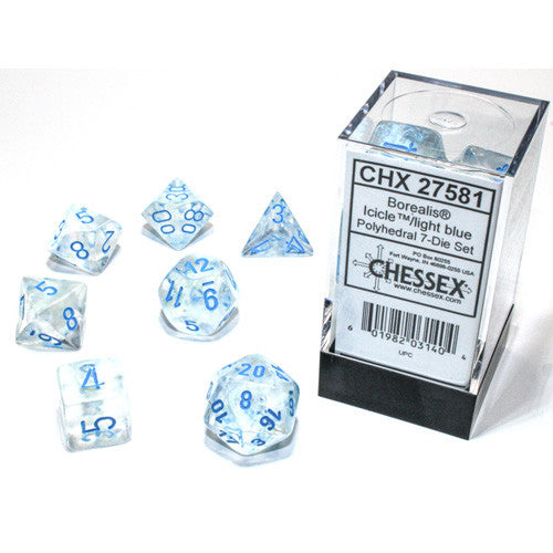Chessex Borealis Polyhedral Icicle/light blue Luminary 7-Die Set